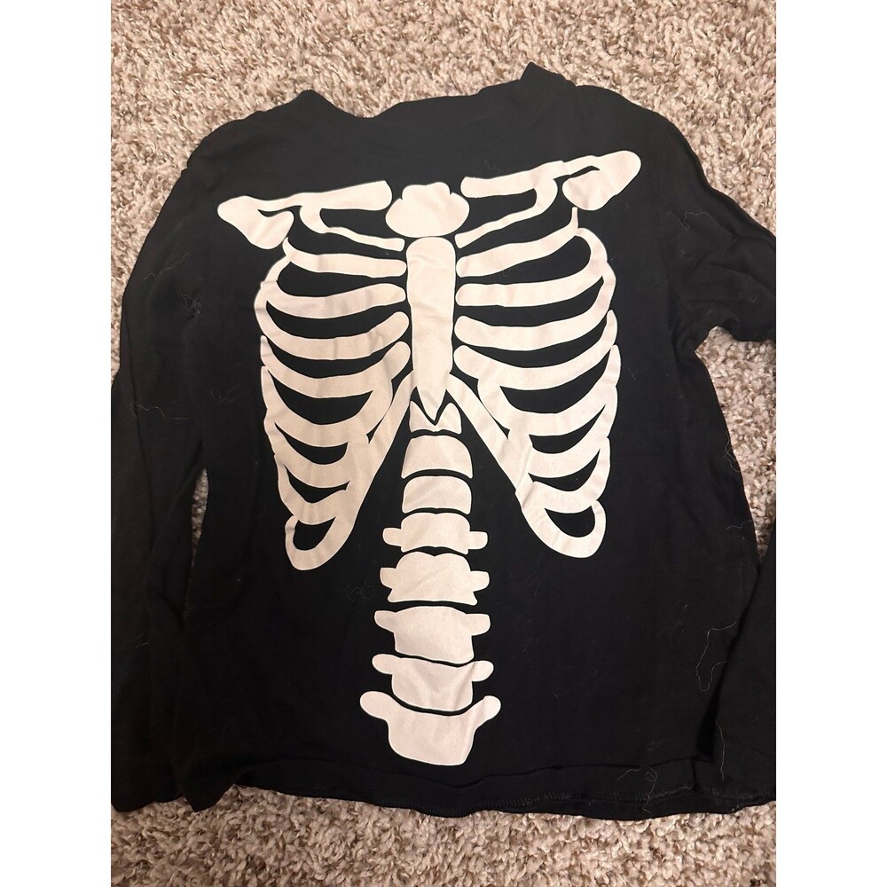 H&M Kids Skeleton Halloween Long Sleeve Shirt Black Size 5T/6